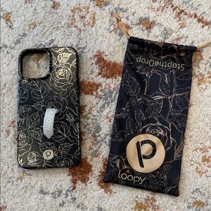 Loopy Case Black and Gold Floral